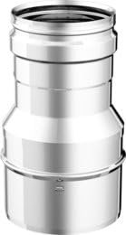 Articolo fumisteria Linea Legna e pellet:riduttore maggioratore F/M, spessore 0,5 mm acciaio inox, diametro 80 mm femmina e diametro 120 maschio