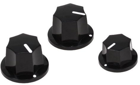 NDRTJM Potiknopf- / Potentiometer-Knopf-Set für Jazz- / Bassgitarre (im Vintage-Design, 3 Stück, Schwarz)