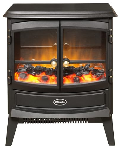 Dimplex Springborne Cheminée Électrique Autoportant – Cheminee Electrique avec Effet Flamme LED Optiflame – Chauffage 2 KW Activable – Thermostat et Télécommande Incluse