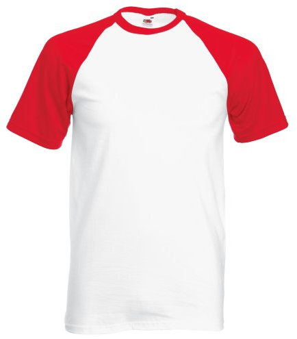 FOTL Kurzarm-T-Shirt für Herren, Baseball-Shirt, Weiß/Rot, M