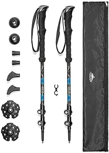 Cascade Mountain Tech Trekking-Stöcke, 100% Karbonfaser, Schnellverschluss, Quick Lock FBA 2, Blaue Grafik mit schwarzem Neoprengriff