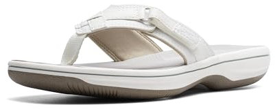 Clarks Women's Breeze Sea Flip Flop, New White Synthetic, 5.5 UK M