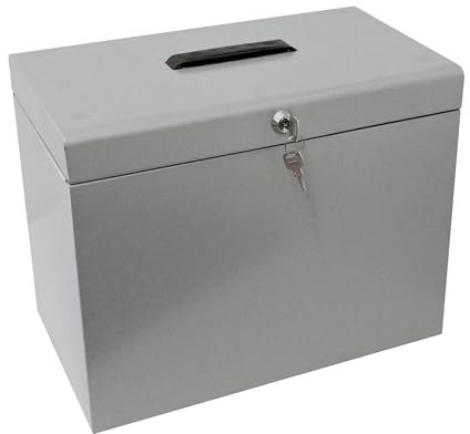 Cathedral Products A4 Steel File Box with Starter Pack of 5 Suspension Files - Grey