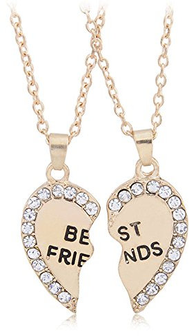 Fajewellery Beste Freundin Geschenk 2 Gebrochen Herz Strass Beste Freundin Halskette Kette für 2 2PCs 1Set / 2ST