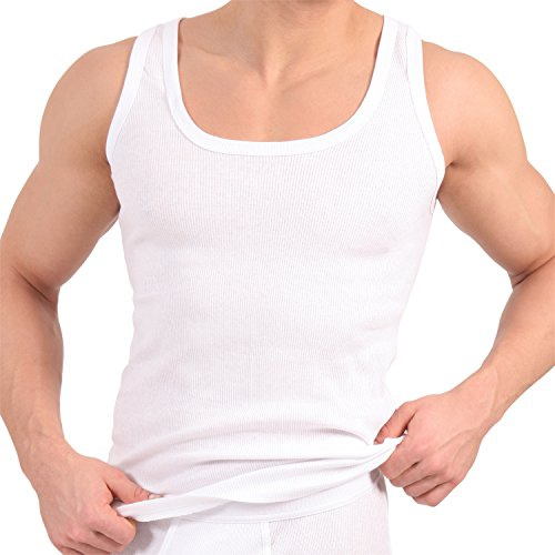 Lot de 5 débardeurs blanc - maillot de corps double côtelé (côtelé) - 100% coton peigné - Standard de qualité supérieure - prétraité contre la diminution CELODORO original exclusif - Blanc - XX-Large