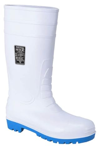 Portwest FW95 Steelite Total Wellington Säkerhetsskor PVC-Nitril Vattentät | Vit, 36, S5 EN ISO 20345, EN 13832-3, Halkfri Sula, Förstärkt Ankel Skydd, Bensin och Olje Resistent Yttersula, Stålhätta
