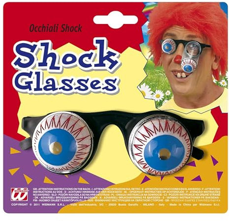 W WIDMANN MILANO Party Fashion 4854O - Schock Brille, herausfallende Augen, Spaßbrille, Scherzartikel, Lustige Brille, Karneval