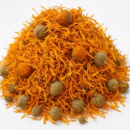 Organic Bio Herbs-Premium Dried Marigold Flowers – Natural Herbal Tea & Culinary Use, Whole & Sun-Dried for Freshness (Calendula Officinalis) 6 Oz.