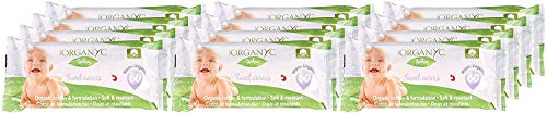 Organ(y) c, Feuchte Babytücher aus 100% zertifizierter Bio-Baumwolle - 12 Packungen zu je 60 Tücher (Insgesamt 720 Stück)