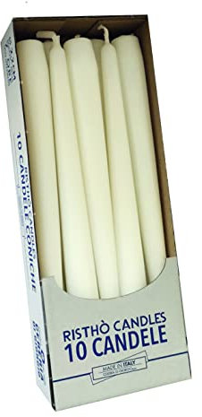 Cereria di Giorgio 10 Candele coniche Ø 2,2 cm Altezza 25 cm - Candele Decorative per la casa – Colore Bianco – Durata 7 Ore – Inodore – Cera vegana Naturale – Senza Olio di Palma – Made in Italy