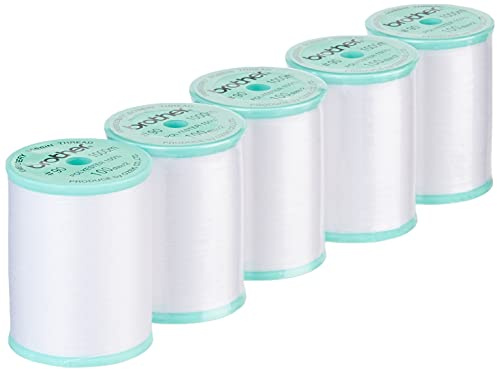Brother 5 Pack EBTPE 90-Weight Embroidery Thread, White