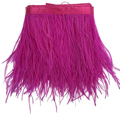 Sowder Straußenfeder-Borte, Fransen mit Satinband, für Kleidung, Kostüme, Nähen, Dekoration, 183 cm fuchsia