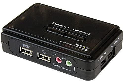 StarTech.com 2 Port USB KVM Switch Kit mit Audio und Kabeln - 2-fach USB VGA Desktop Umschalter inkl. Kabel