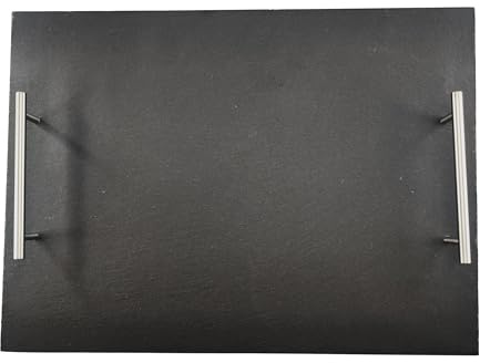 Lebrun Couverts – Plateau en Ardoise avec Poignées Métal 38 x 28 cm – Plateau de Service Rectangulaire Élégant – Idéal pour Apéritifs, Fromages, Charcuteries et Tapas – Qualité Restauration