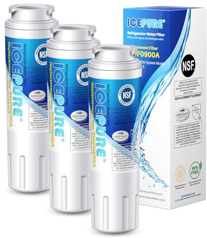 ICEPURE UKF8001 Compatible with Whirlpool EDR4RXD1, 4396395, Maytag UKF8001, UKF8001AXX, EveryDrop Refrigerator Water Filter 4, RFC0900A, UKF8001AXX-200, UKF8001P, 469006, PUR, Puriclean II, Pack of 3