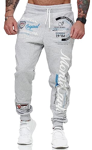 Pantalon de jogging long L.gonline Pour homme 100 % coton Confortable Poignets en maille côtelée Fitness Cordon de serrage Pantalon d'entraînement Bas de jambe étroit Monte Carlo