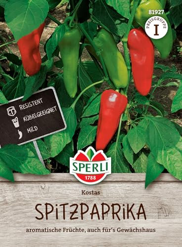 Sperli Spitzpaprikasamen Kostas, F1 81927 - Aromatische Früchte - Auch für das Gewächshaus geeignet - Gemüsesamen, Samengemüse, Saatgut, Gemüsepflanzen