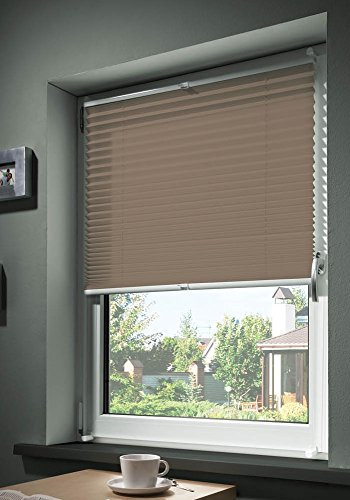 mydeco® 80x210 cm [BxH] in taupe - Plissee Jalousie ohne bohren, Rollo für innen incl. Klemmträger (Klemmfix) - Sonnenschutz, Sichtschutz für Fenster und Türen