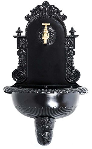 aubaho Fontaine Murale de Jardin avec Vasque - Style Ancien - Aluminium - Noire