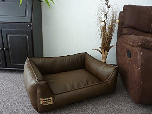 Hundebettenmanufaktur Hundebett Hundesofa Schlafplatz Kunstleder Similpelle 70 cm X 55 cm braun