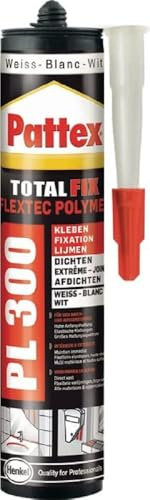 Pattex Montagekleber PL300, Dichtstoff für draußen und innen, Für hochelastische, starke Verklebungen durch FlexTec Polymer Formel, Beige, 300g Kartusche