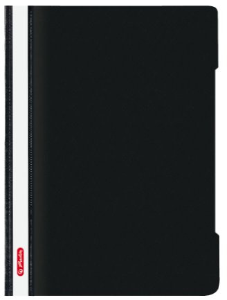 Herlitz 11317096 snabbhäftapparat A4 – kvalitet, polypropylenfolie, 10-pack, glasklar med märkningsremsor, svart
