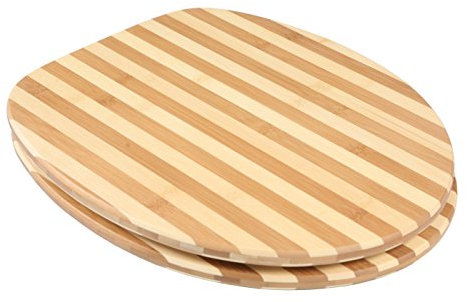 ADOB, WC Sitz Klobrille Bambus gestreift, Bamboo Natur, nachhaltig, warm, rostfreie Edelstahlscharniere, universalpassend, 33321