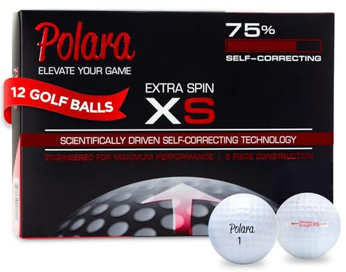 Polara Self-Correcting Golf Balls – 12 Pack Extra Spin Golfballs, Soft Feel, Anti-Slice & Hook Correction, Exceeds USGA Limits, Dimple Pattern, High-Performance Golf Balls for Men & Women - White