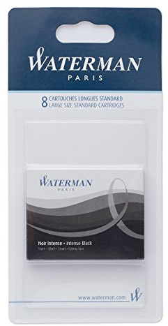 Waterman Tintenpatrone Standard Packung mit 8 Stück Intense, schwarz