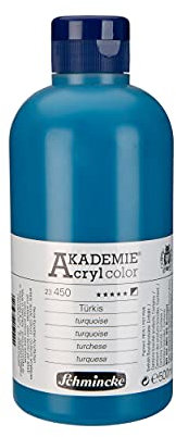 Schmincke - AKADEMIE Acryl color, Türkis 500 ml, 23450028, feine Künstler-Acrylfarbe, brillant, hoch lichtecht und kadmiumfrei, für Acrylmalerei, Mixed Media