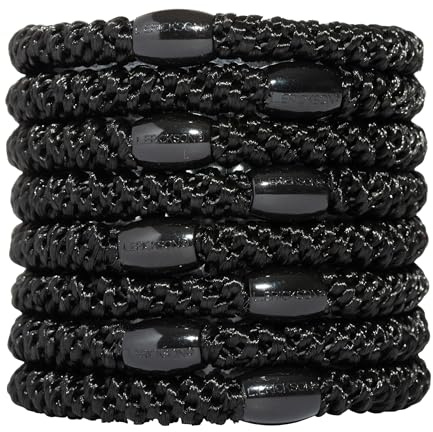 L. Erickson Grab & Go Ponytail Holders, Black, Set of Eight - Exceptionally Secure with Gentle Hold