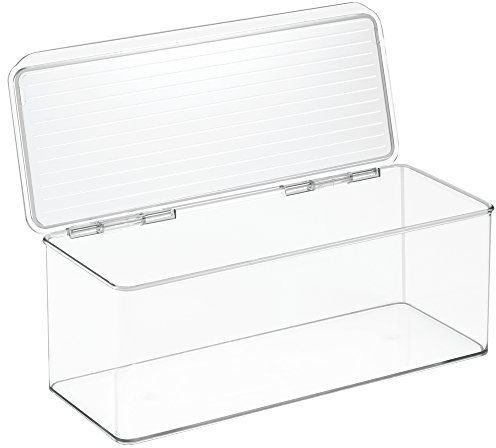 iDesign Cabinet/Kitchen Binz Kitchen Storage Container, Stackable Plastic Storage Boxes for the Kitchen, Clear,14 x 34 x 12.5 cm