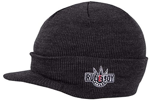 2Stoned Rudeboy Stylee Wintermütze Herren Visor Beanie Cap Deluxe, One-Size, Dark Grey Melange