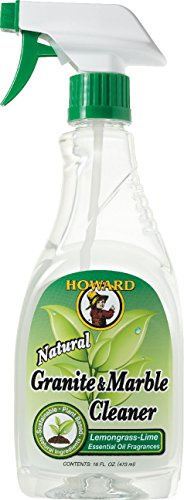 Howard Granite Cleaner and Marble Polish, Streak-Free Formula for Stone Worktops, pH Neutral Daily Spray with Lemongrass Lime Scent for Kitchen Surfaces, 473ml