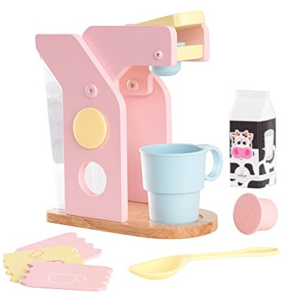 KidKraft Set Macchina Caffè Capsule Giocattolo Pastello, Set Mini Elettrodomestici Giocattoli per Cucina per Bambini, Accessori Cucina Bambini, 63380