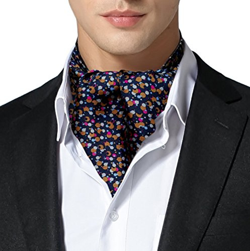 Remo Sartori - Ascot Doble Pala De Seda Fantasía Multicolor, Made In Italy, Hombre, azul oscuro, Talla única