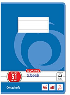 Herlitz 285619 oktavhäfte A6, 60 ark FSC mix, virvlar 10 stycken