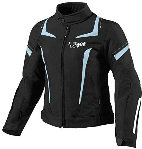 Jet Giacca Moto Donna Con Protezioni 4 Stagioni Cordura Impermiabile Tessile ELEKTRA (M (IT 42-44), Blu)