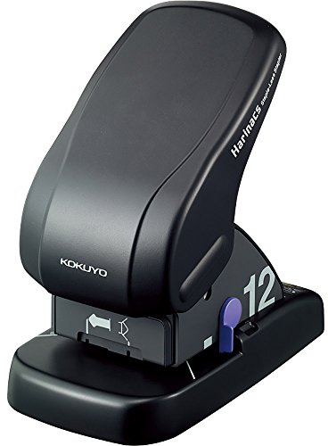 Kokuyo Harinacs Stapleless Stapler, Large Desktop Staple Free Stapler, 12 Sheet Capacity, Black, Japan Import (SLN-MS112D)