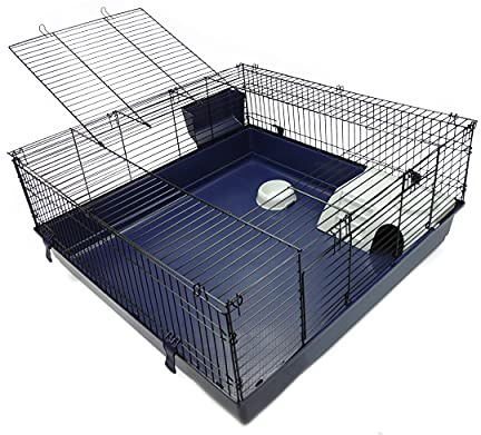 CLASSIC Indoor Rabbit & Guinea Pig Cage - Spacious Metal Frame Small Animal Habitat with Easy-Clean Base & Large Access Doors for Pets - Ideal for Indoor Use (‎100 x 100 x 45cm)