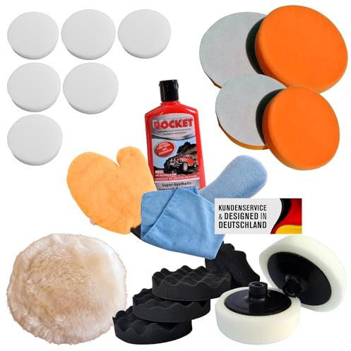 Polierschwämme Polierpads Polierfell Waschschwamm Poliertuch Autopolitur Poliermaschinen Zubehör Klett-haftend Set 4
