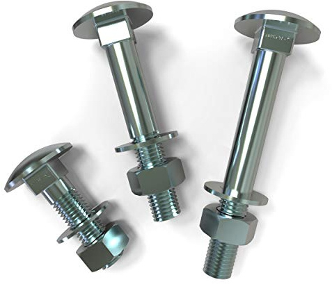 Boulons tête ronde collet carré M5-M12 Vis TRCC avec Écrou et Rondelle en acier galvanisé choix: 20 x M10x100