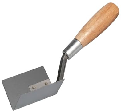 Bon Inside Corner Trowel 1 1/2 x 1 1/2 with 3 Stainless Steel Blade and Wood Handle – for Finishing Tight Corners and Decorative Grooves