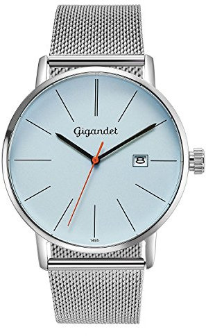 Gigandet Herren-Armbanduhr Minimalism Quarz Analog mit Edelstahlarmband Silber G42-013