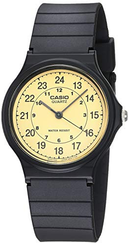 Casio Men's Classic Analog MQ24-9B Black Resin Quartz Watch with Beige Dial