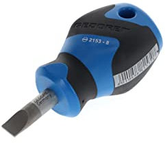 GEDORE Schraubendreher Schlitz klein, Mini Schraubenzieher kurz, 3-Komponenten-Griff, Länge 81 mm, Werkzeug, 2153 8