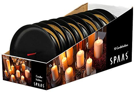 Spaas 10 Candle Holders Pillar Candles, Black