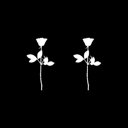 GreenIT Rose 6cm Auto Fenster Spiegel Aufkleber Tattoo die Cut Vinyl Selbstklebende Deko Folie Depeche Mode (2 Stück weiß)