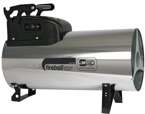 SIP FIREBALL 2901DV Propane Gas Space Heater, Electric 230V / 110V Dual Voltage, 85kW / 290,000 BTU/hr, 68,722ft³ Heating Area