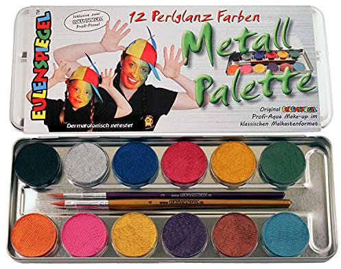 EULENSPIEGEL Schminkpalette 12 Perlglanz Farben Metalletui